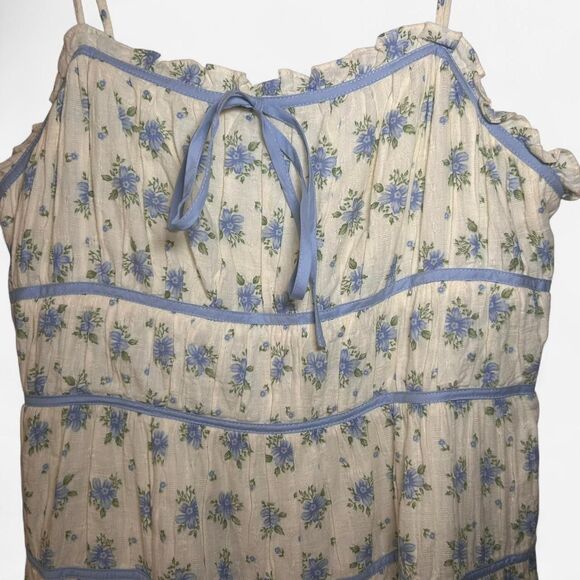 Spring Micro Floral coastal cowgirl Midi Dress Large Cottage Peasant Romantic - Picture 5 of 6